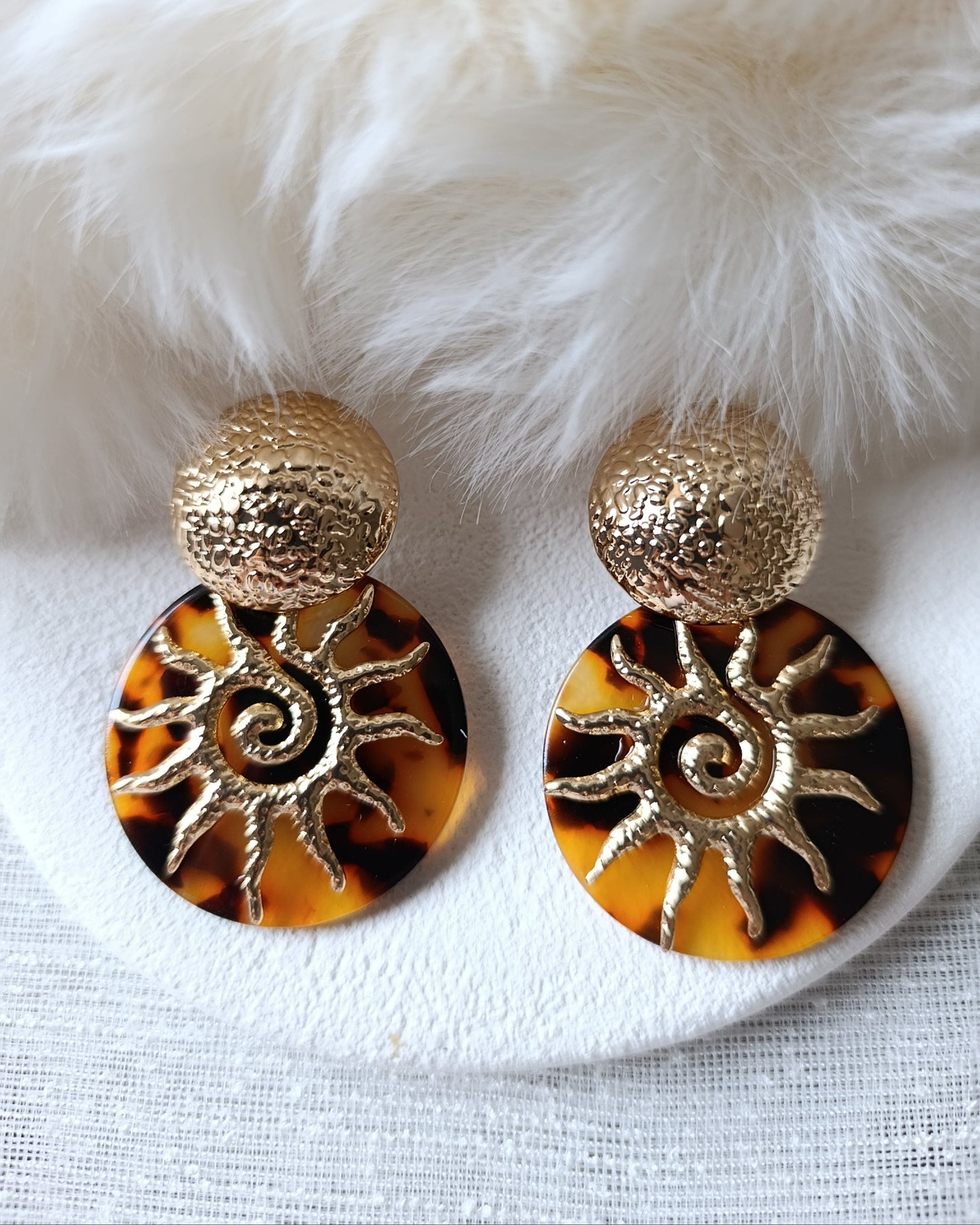 Shadiva Gold Turuncu Güneş Küpe