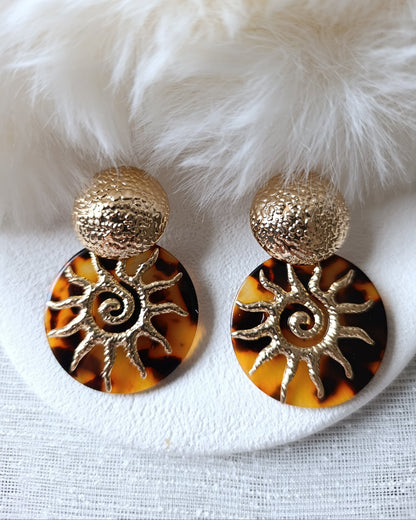 Shadiva Gold Turuncu Güneş Küpe