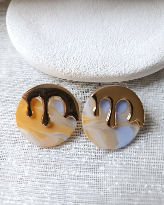 Shadiva Gold Turuncu Tablo Küpe