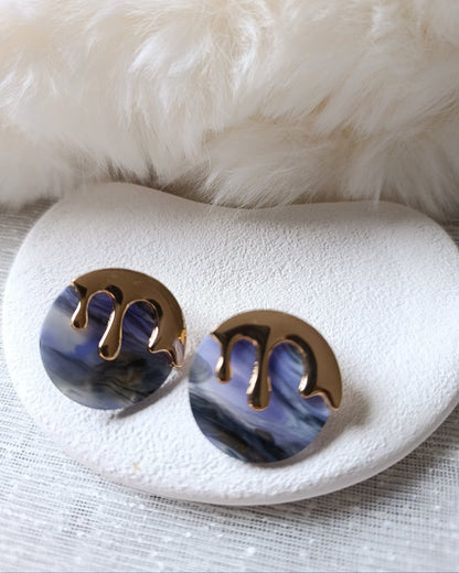 Shadiva Gold Lacivert Tablo Küpe