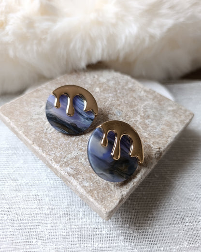 Shadiva Gold Lacivert Tablo Küpe