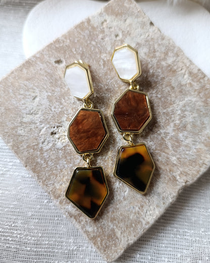 Shadiva Renkli Sallantılı Leopar Kahve Küpe Model