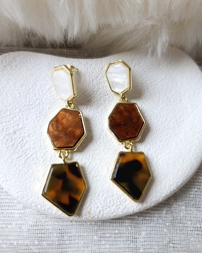 Shadiva Renkli Sallantılı Leopar Kahve Küpe Model