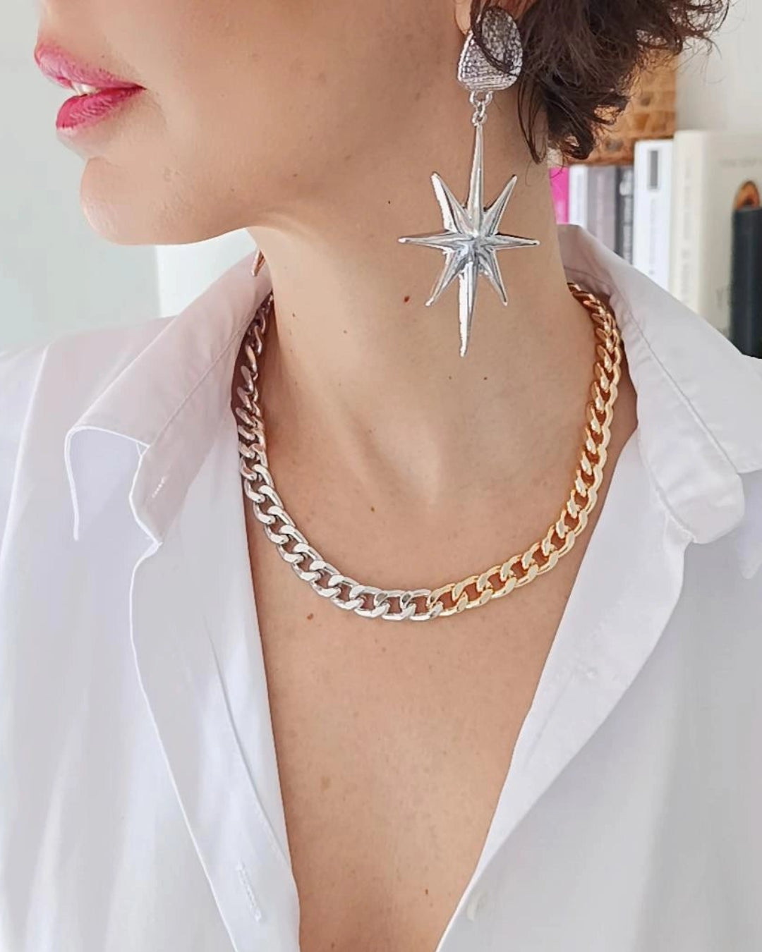 Shadiva Çift Renkli Halka Zincir Kolye