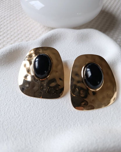 Shadiva Antik Dokulu Gümüş-Gold Kombinli Madalyon Küpe