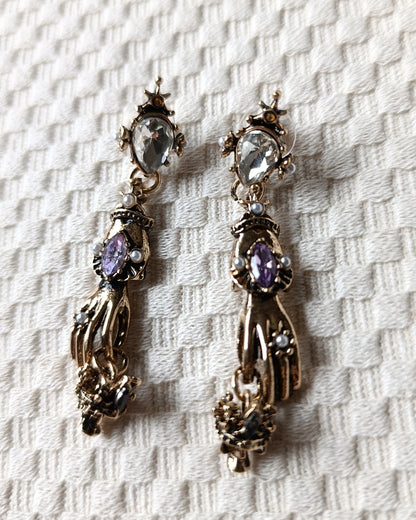 Shadiva Antik Gold El Figürlü Kristal Küpe