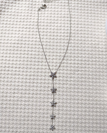 Shadiva Zirkon Taşlı Gümüş Çiçekli Y Kolye