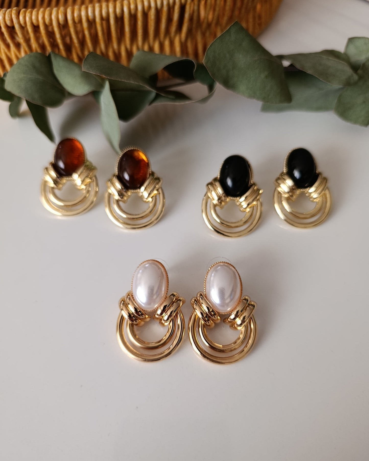 Shadiva İnci Detaylı Vintage Altın Halka Küpe