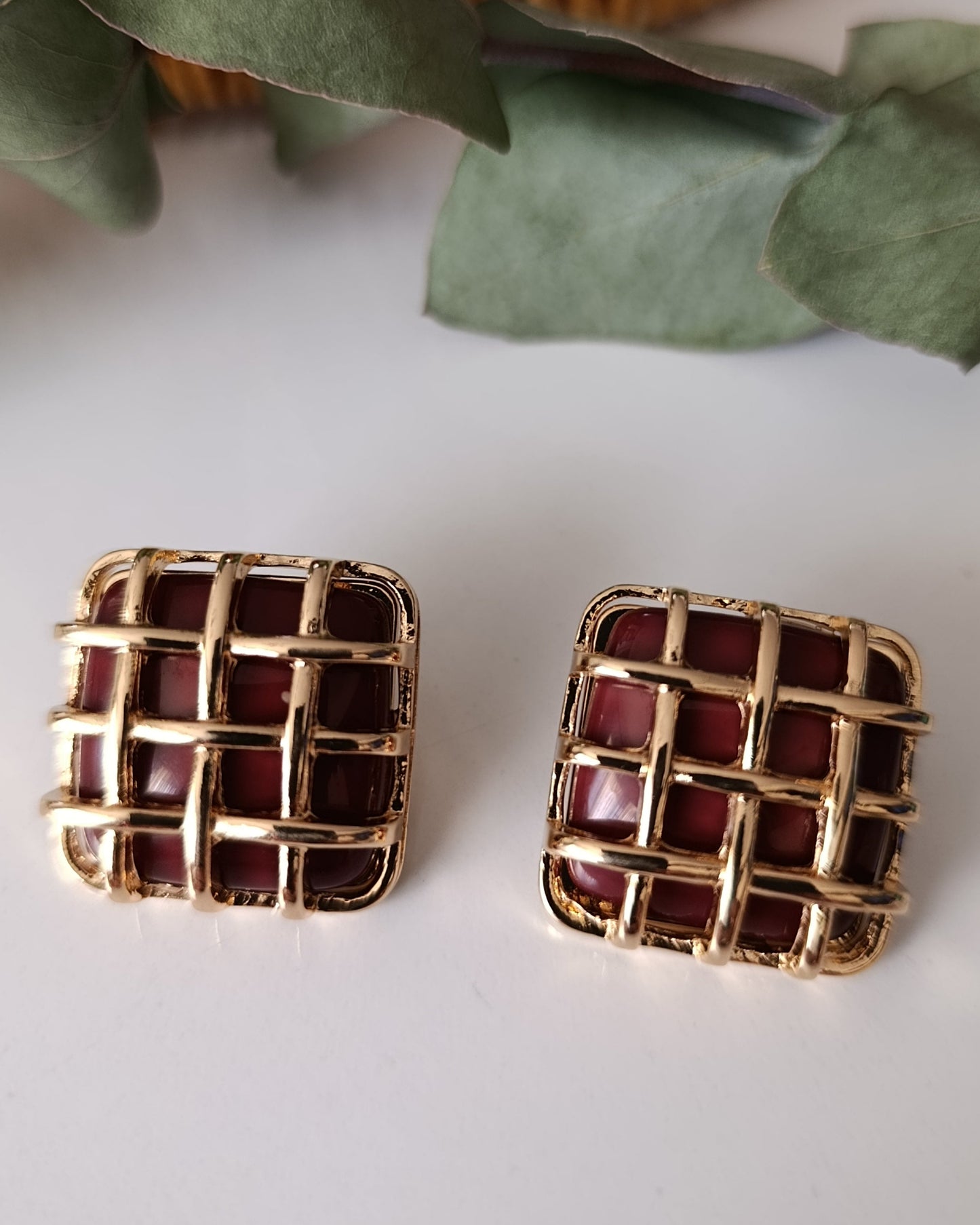 Shadiva Kafes Tasarım Kahverengi Retro Küpe