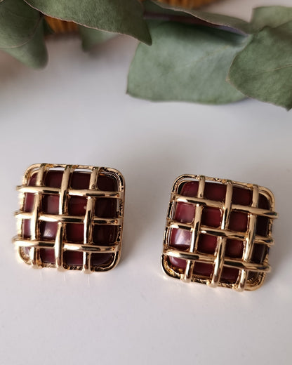 Shadiva Kafes Tasarım Kahverengi Retro Küpe