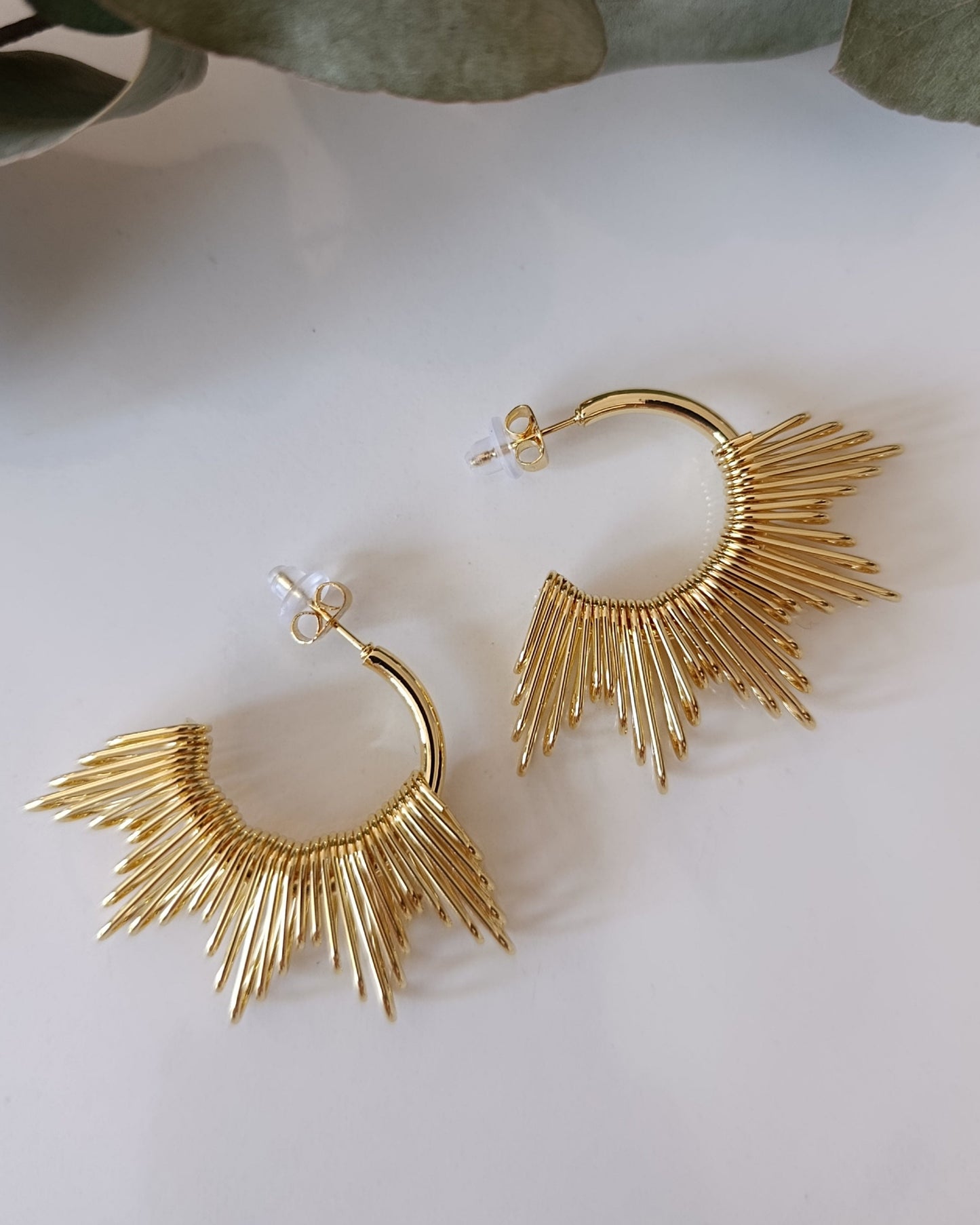 Shadiva Güneş Işını Modelli Gold Halka Küpe