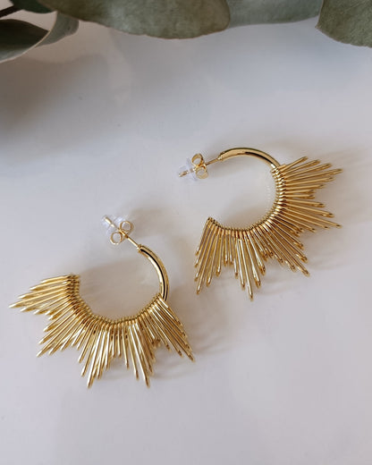 Shadiva Güneş Işını Modelli Gold Halka Küpe