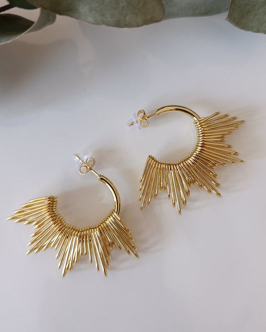 Shadiva Güneş Işını Modelli Gold Halka Küpe