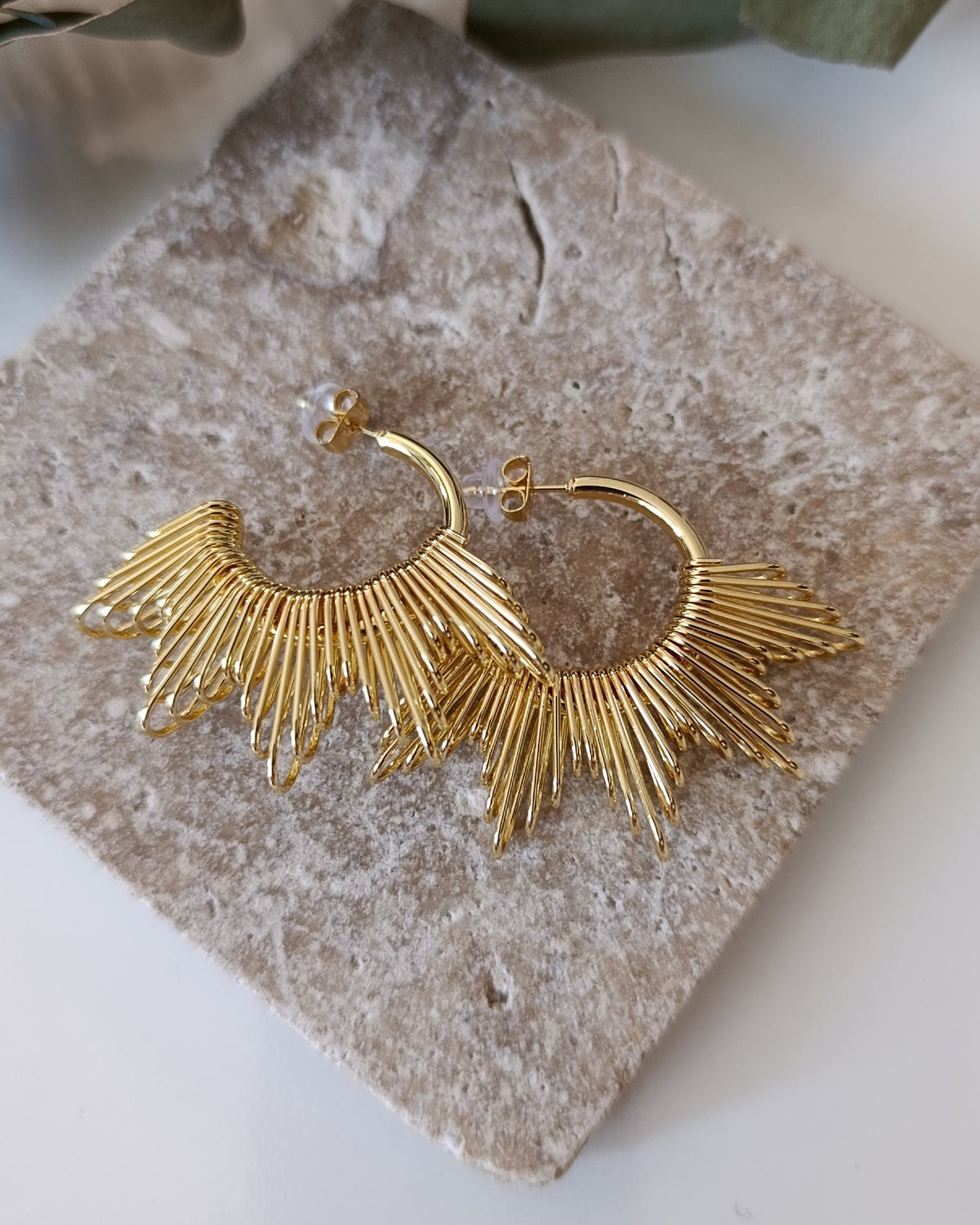 Shadiva Güneş Işını Modelli Gold Halka Küpe