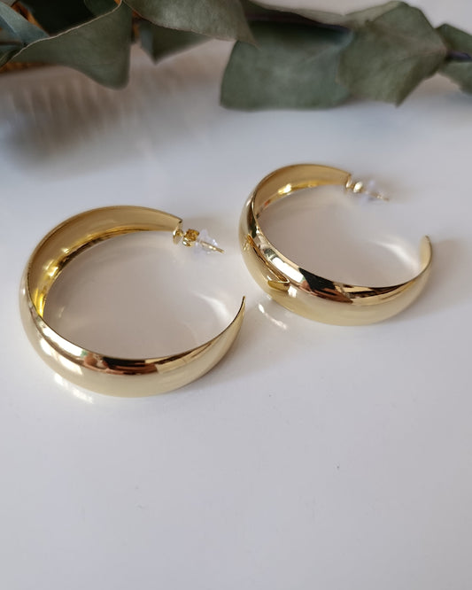 Shadiva Gold Bombeli Yarım Halka Küpe