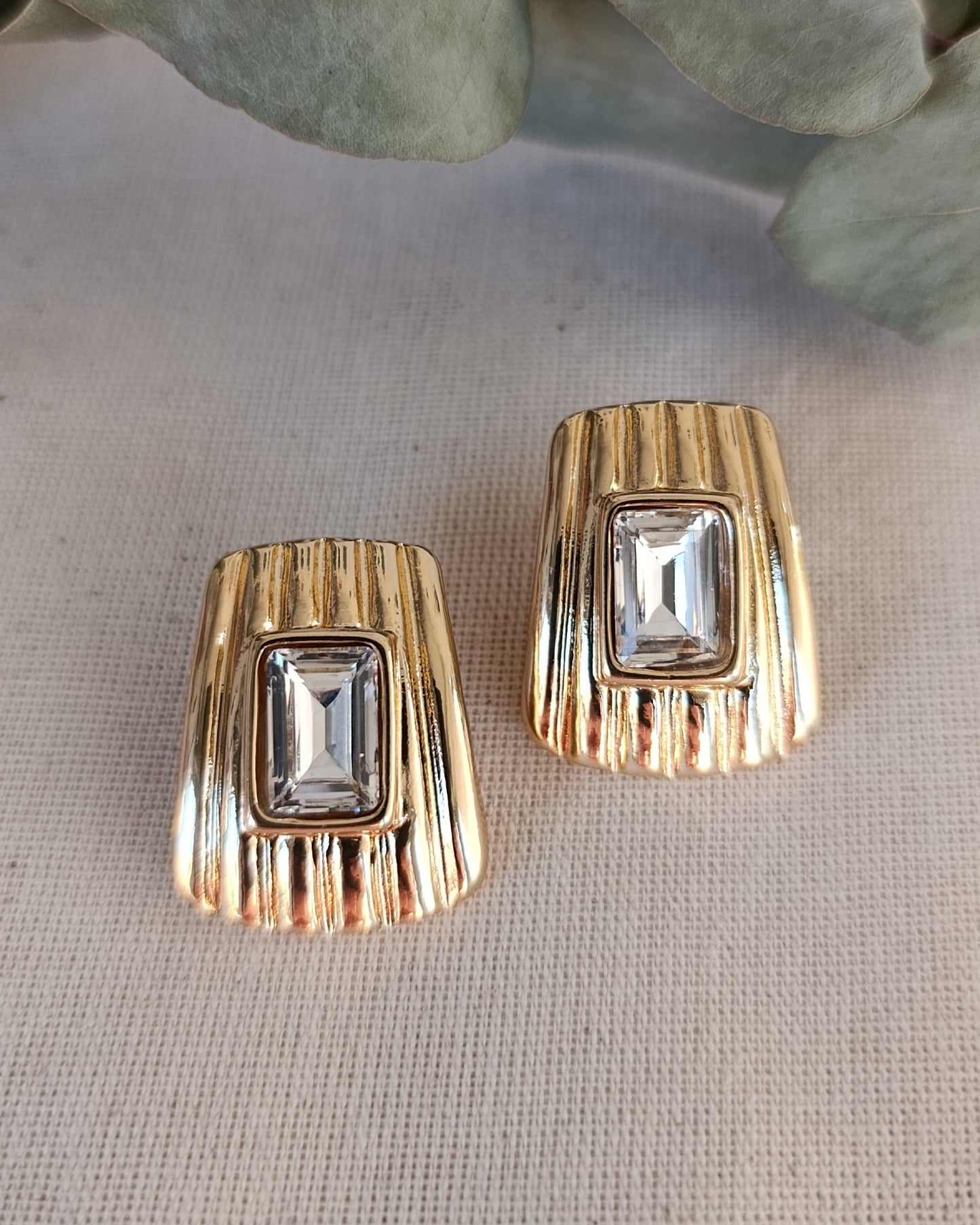 Shadiva Vintage Serisi Altın Kaplama Baget Kristal Küpe