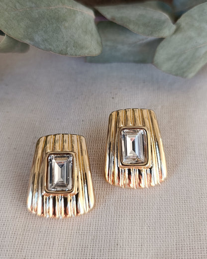 Shadiva Vintage Serisi Altın Kaplama Baget Kristal Küpe