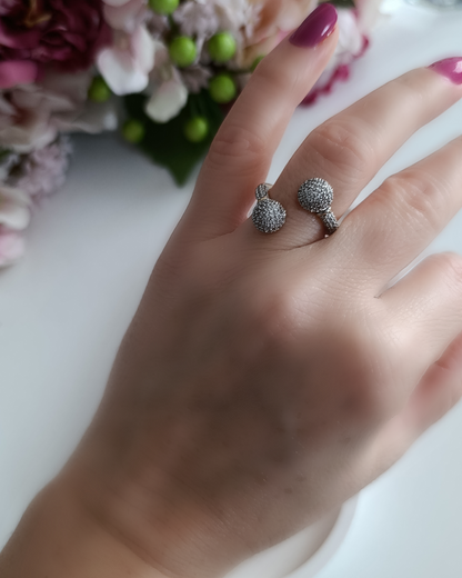 Shadiva Gold Silver Zirkon Taşlı Topçuk Yüzük