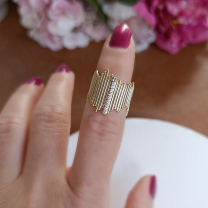 Shadiva Gold Taşlı Zigzag Yüzük