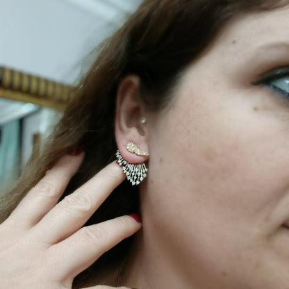 Shadiva Silver Zirkon Taş Detaylı Kanat  Küpe