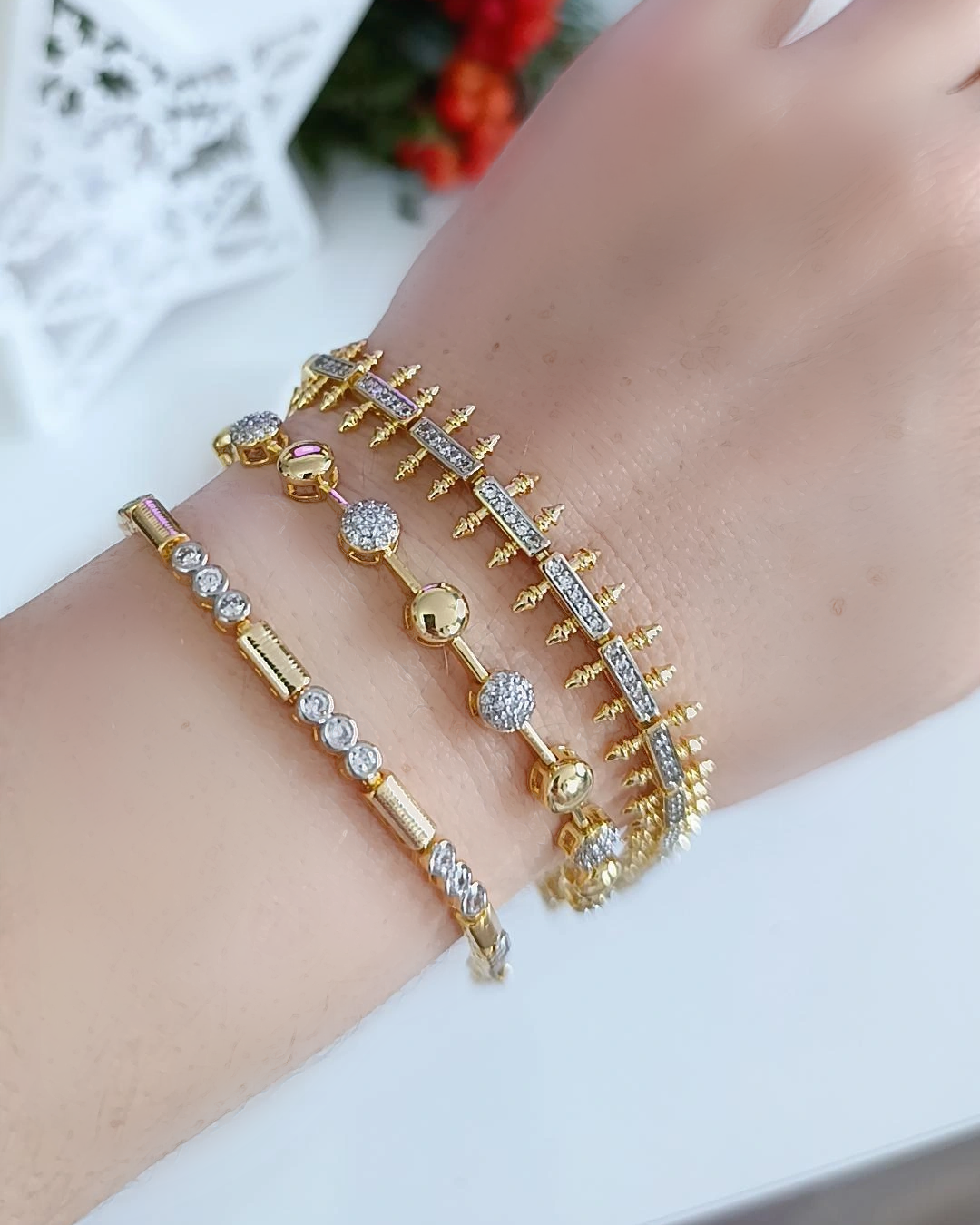 Shadiva Gold Silver Topcuk Bileklik